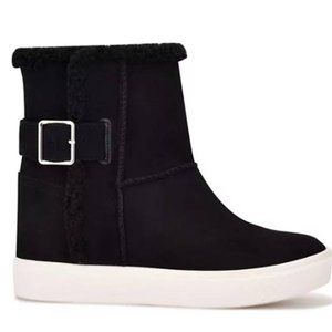 Nine West Women's Wedge Sherpa Ankle Boots Size 10